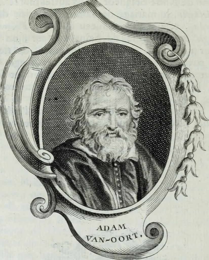 An illustration from Abregé de la vie des fameux peintres : avec leurs portraits gravés en taille-douce, les indications de leurs principaux ouvrages, quelques réflexions sur leurs caractéres, et la maniere de connoître les desseins des grands maîtres, 1745, leaf 199