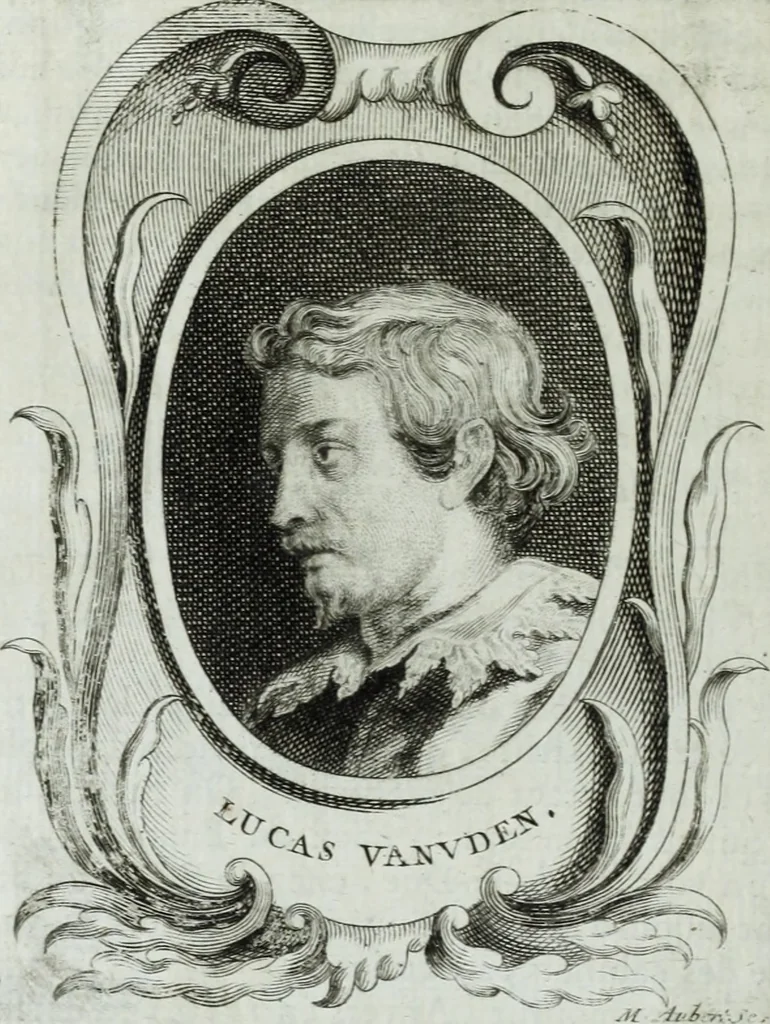 An illustration from Abregé de la vie des fameux peintres : avec leurs portraits gravés en taille-douce, les indications de leurs principaux ouvrages, quelques réflexions sur leurs caractéres, et la maniere de connoître les desseins des grands maîtres, 1745, leaf 213
