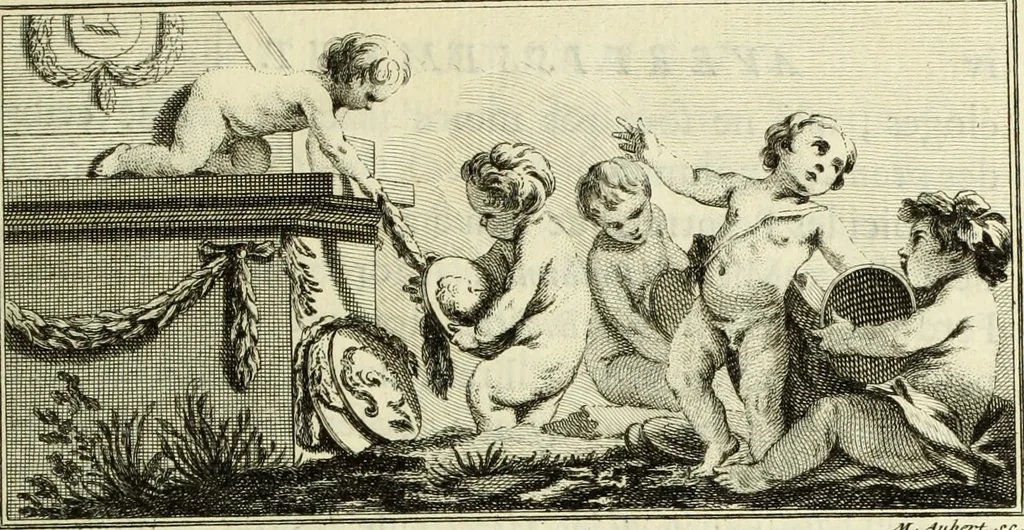 An illustration from Abregé de la vie des fameux peintres : avec leurs portraits gravés en taille-douce, les indications de leurs principaux ouvrages, quelques réflexions sur leurs caractéres, et la maniere de connoître les desseins des grands maîtres, 1745, leaf 8