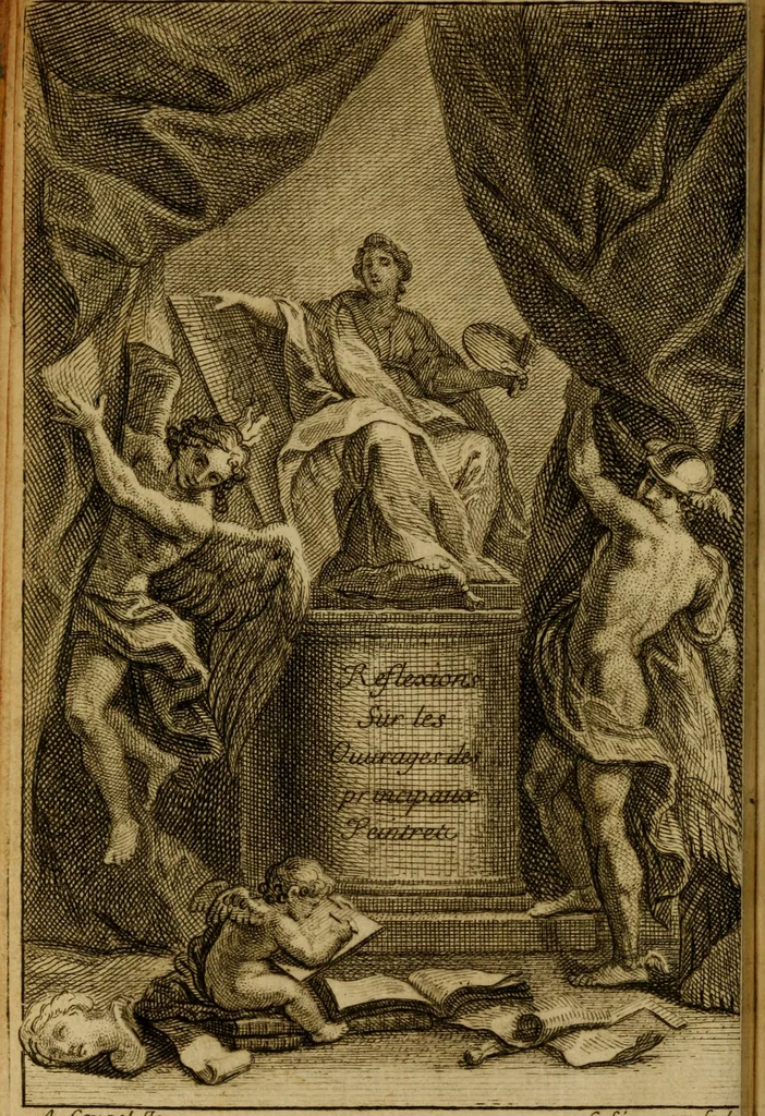 An illustration from Abregé de la vie des peintres : avec des reflexions sur leurs ouvrages, et un traité du peintre parfait : de la connoissance des desseins : de l'utilité des estampes, 1715, leaf 7