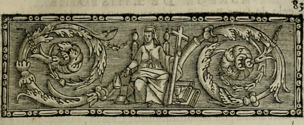 An illustration from Abregé de l'histoire de l'Ordre de S. Benoist, où, il est parlé des saints, des hommes illustres, de la fondation, & des principaux évenemens des monasteres : le tout tiré des actes des saints, des chroniques, & des chartes des monasteres, & d'autres anciens monumens & accompagné d'une table chronologique, 1684, leaf 116
