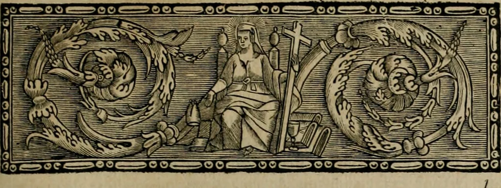 An illustration from Abregé de l'histoire de l'Ordre de S. Benoist, où, il est parlé des saints, des hommes illustres, de la fondation, & des principaux évenemens des monasteres : le tout tiré des actes des saints, des chroniques, & des chartes des monasteres, & d'autres anciens monumens & accompagné d'une table chronologique, 1684, leaf 380