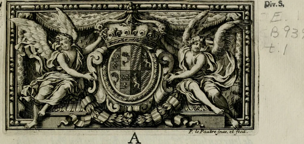 An illustration from Abregé de l'histoire de l'Ordre de S. Benoist, où, il est parlé des saints, des hommes illustres, de la fondation, & des principaux évenemens des monasteres : le tout tiré des actes des saints, des chroniques, & des chartes des monasteres, & d'autres anciens monumens & accompagné d'une table chronologique, 1684, leaf 6
