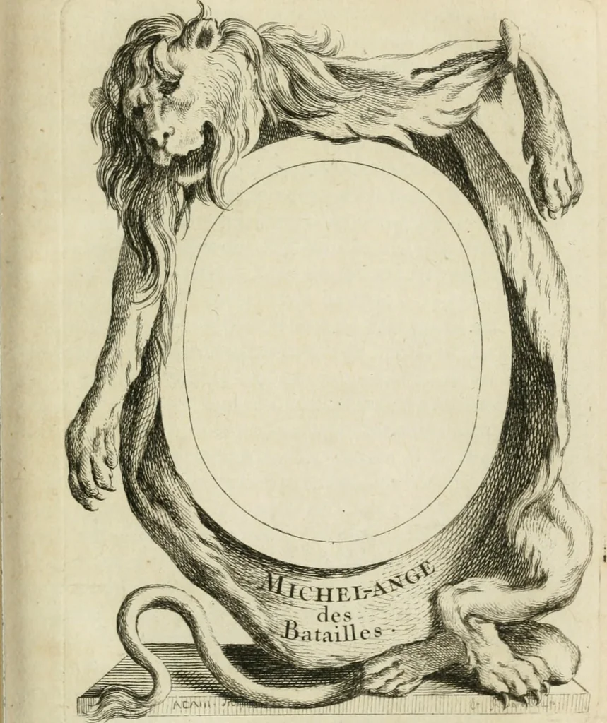An illustration from Abrégé de la vie des plus fameux peintres, avec leurs portraits gravés en taille-douce, les indications de leurs principaux ouvrages, quelques réflexions sur leurs caractères, et la maniere de connoître les desseins et les tableaux des grands maîtres, 1762, leaf 176