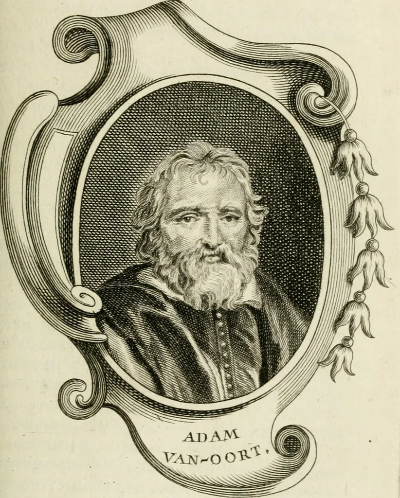 An illustration from Abrégé de la vie des plus fameux peintres, avec leurs portraits gravés en taille-douce, les indications de leurs principaux ouvrages, quelques réflexions sur leurs caractères, et la maniere de connoître les desseins et les tableaux des grands maîtres, 1762, leaf 406