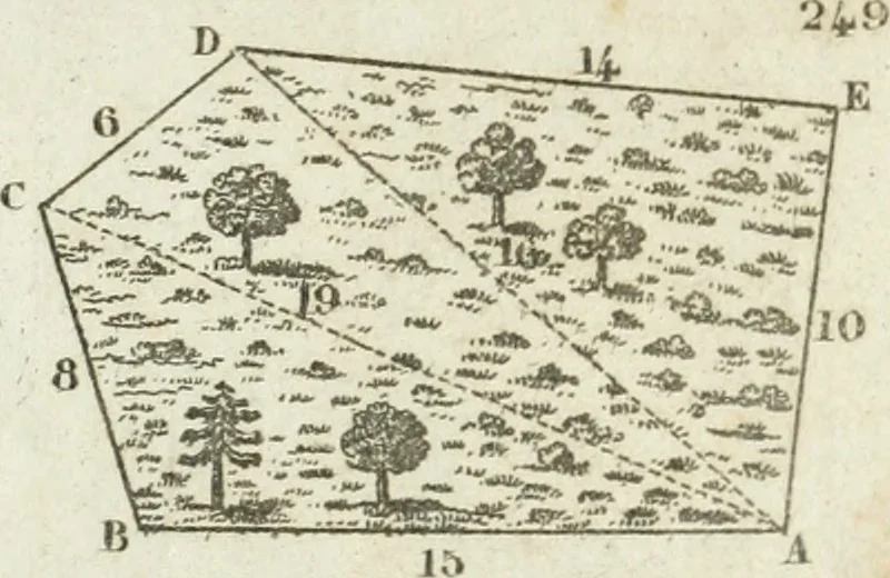 An illustration from Abrégé de géometrie pratique : appliquée au dessin linéaire, au toisé et au lever des plans : suivi des principes de l'architecture et de la perspective, 1834, leaf 216