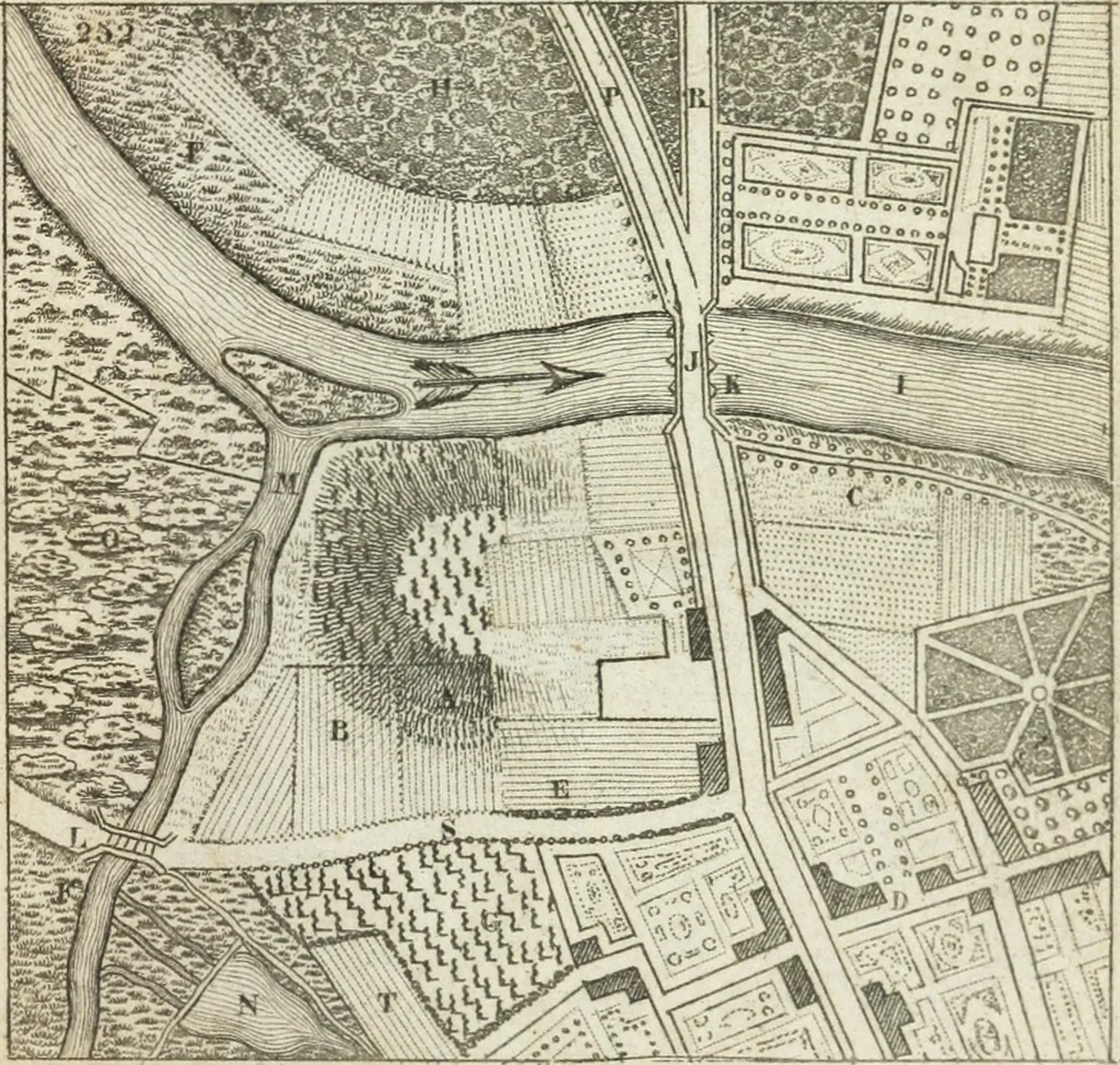 An illustration from Abrégé de géometrie pratique : appliquée au dessin linéaire, au toisé et au lever des plans : suivi des principes de l'architecture et de la perspective, 1834, leaf 216