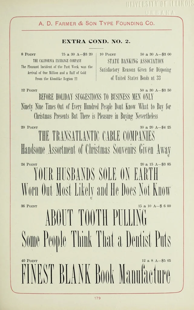 An illustration from Abridged specimen book : type, borders, brass rules, ornaments and price list of printing machinery, furniture, fixtures and material, 1899, leaf 183