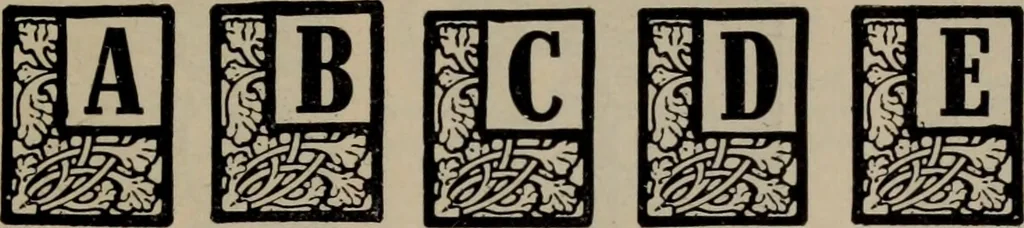 An illustration from Abridged specimen book, type : nickel-alloy on universal line comprising a price list of types, borders, leads and slugs, brass rule, brass galleys ; miscellaneous cuts and general supplies for printers, 1906, leaf 352