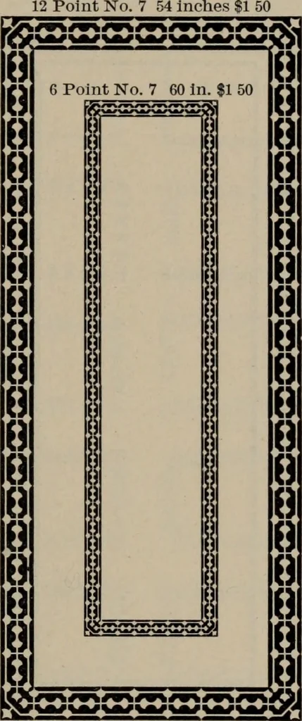 An illustration from Abridged specimen book, type : nickel-alloy on universal line comprising a price list of types, borders, leads and slugs, brass rule, brass galleys ; miscellaneous cuts and general supplies for printers, 1906, leaf 400