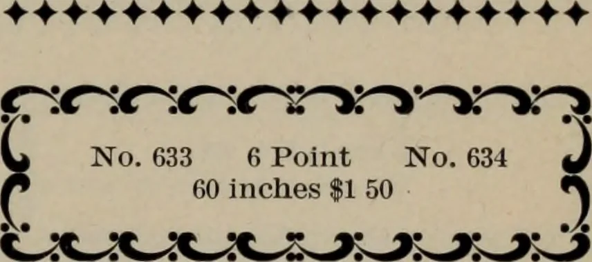 An illustration from Abridged specimen book, type : nickel-alloy on universal line comprising a price list of types, borders, leads and slugs, brass rule, brass galleys ; miscellaneous cuts and general supplies for printers, 1906, leaf 404