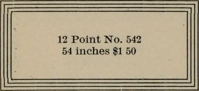 An illustration from Abridged specimen book, type : nickel-alloy on universal line comprising a price list of types, borders, leads and slugs, brass rule, brass galleys ; miscellaneous cuts and general supplies for printers, 1906, leaf 411