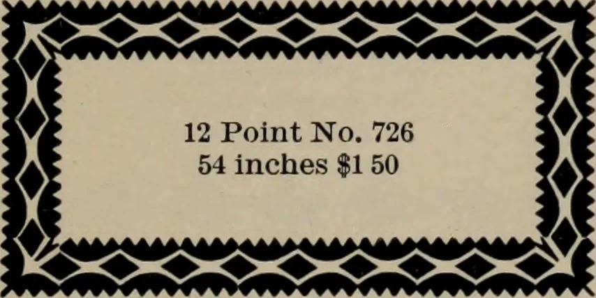 An illustration from Abridged specimen book, type : nickel-alloy on universal line comprising a price list of types, borders, leads and slugs, brass rule, brass galleys ; miscellaneous cuts and general supplies for printers, 1906, leaf 412
