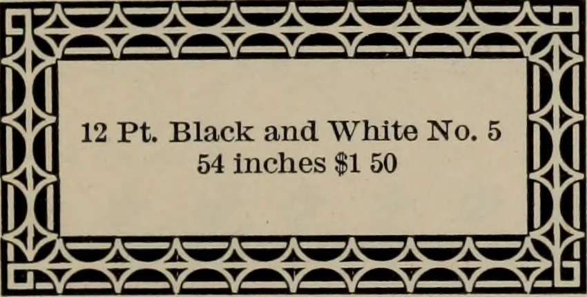 An illustration from Abridged specimen book, type : nickel-alloy on universal line comprising a price list of types, borders, leads and slugs, brass rule, brass galleys ; miscellaneous cuts and general supplies for printers, 1906, leaf 416
