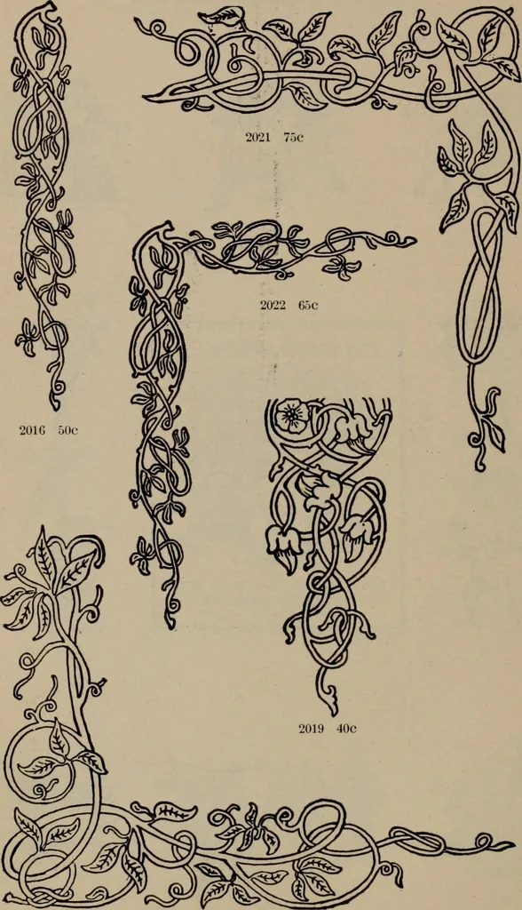 An illustration from Abridged specimen book, type : nickel-alloy on universal line comprising a price list of types, borders, leads and slugs, brass rule, brass galleys ; miscellaneous cuts and general supplies for printers, 1906, leaf 435