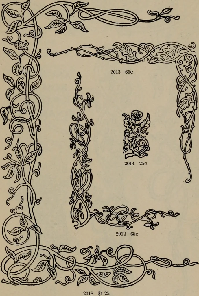 An illustration from Abridged specimen book, type : nickel-alloy on universal line comprising a price list of types, borders, leads and slugs, brass rule, brass galleys ; miscellaneous cuts and general supplies for printers, 1906, leaf 436
