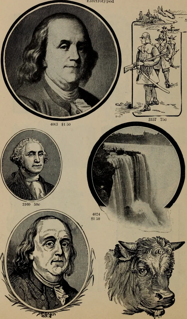 An illustration from Abridged specimen book, type : nickel-alloy on universal line comprising a price list of types, borders, leads and slugs, brass rule, brass galleys ; miscellaneous cuts and general supplies for printers, 1906, leaf 459