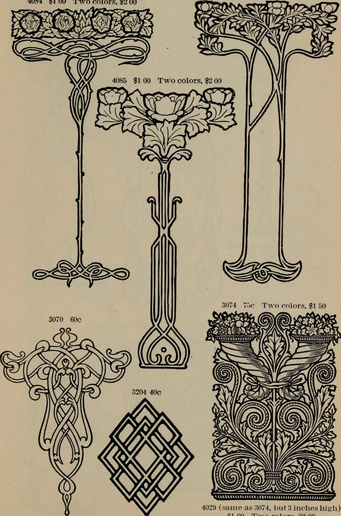 An illustration from Abridged specimen book, type : nickel-alloy on universal line comprising a price list of types, borders, leads and slugs, brass rule, brass galleys ; miscellaneous cuts and general supplies for printers, 1906, leaf 464