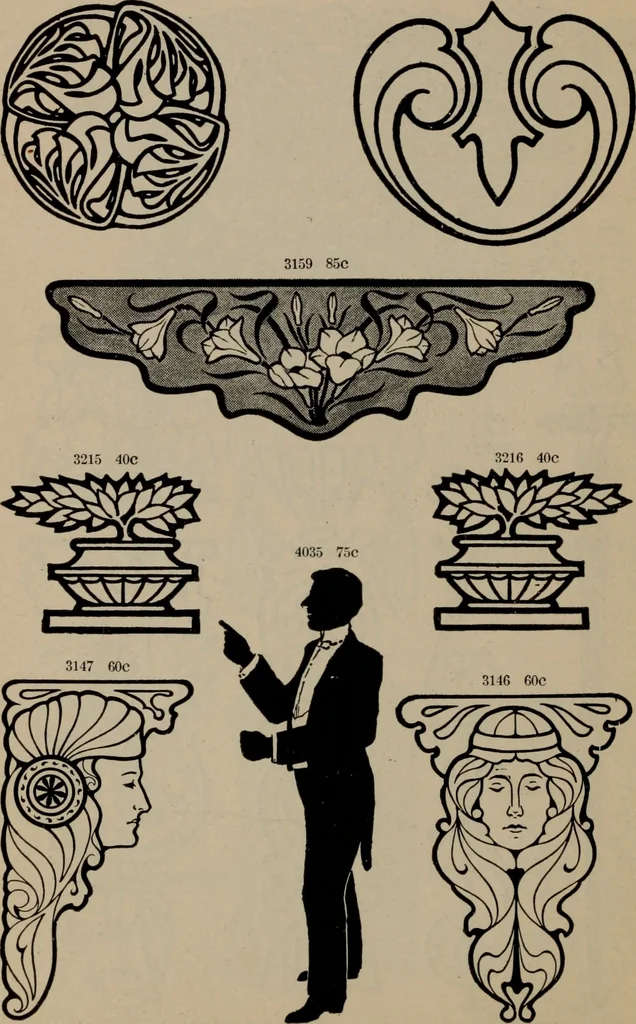 An illustration from Abridged specimen book, type : nickel-alloy on universal line comprising a price list of types, borders, leads and slugs, brass rule, brass galleys ; miscellaneous cuts and general supplies for printers, 1906, leaf 467