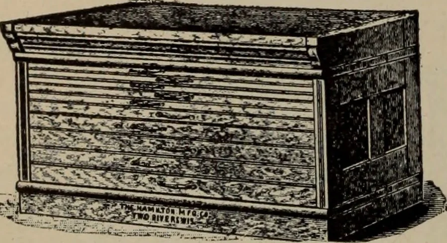 An illustration from Abridged specimen book, type : nickel-alloy on universal line comprising a price list of types, borders, leads and slugs, brass rule, brass galleys ; miscellaneous cuts and general supplies for printers, 1906, leaf 545