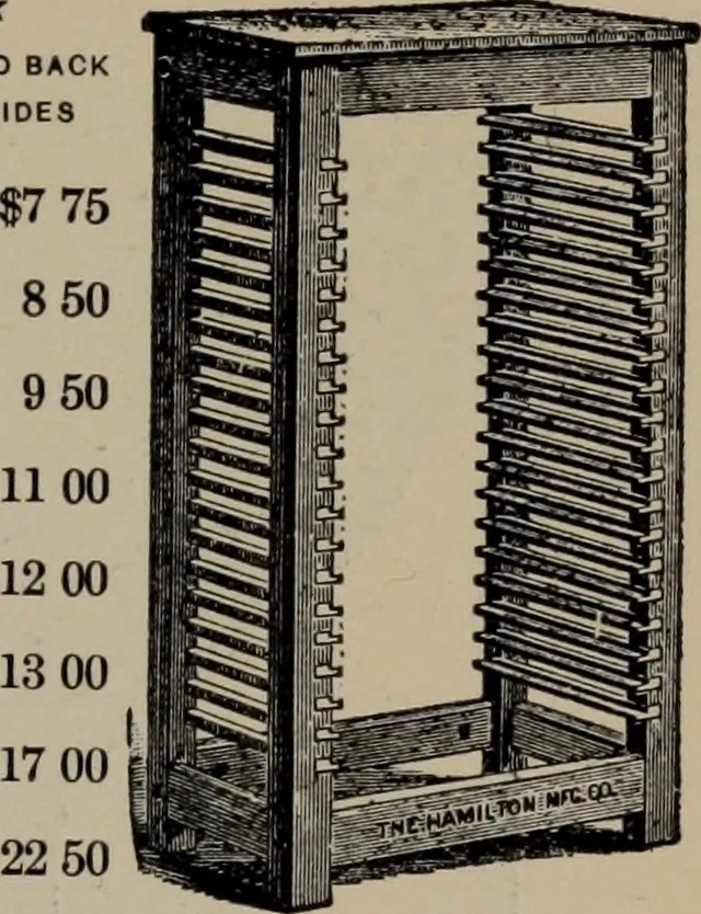 An illustration from Abridged specimen book, type : nickel-alloy on universal line comprising a price list of types, borders, leads and slugs, brass rule, brass galleys ; miscellaneous cuts and general supplies for printers, 1906, leaf 552