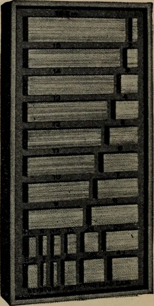 An illustration from Abridged specimen book, type : nickel-alloy on universal line comprising a price list of types, borders, leads and slugs, brass rule, brass galleys ; miscellaneous cuts and general supplies for printers, 1906, leaf 559