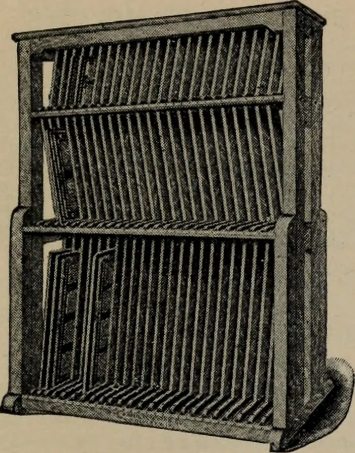An illustration from Abridged specimen book, type : nickel-alloy on universal line comprising a price list of types, borders, leads and slugs, brass rule, brass galleys ; miscellaneous cuts and general supplies for printers, 1906, leaf 572