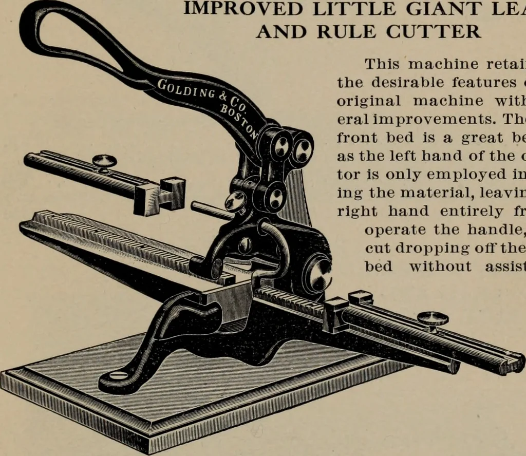 An illustration from Abridged specimen book, type : nickel-alloy on universal line comprising a price list of types, borders, leads and slugs, brass rule, brass galleys ; miscellaneous cuts and general supplies for printers, 1906, leaf 584