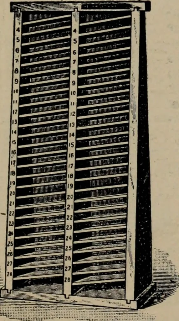 An illustration from Abridged specimen book, type : nickel-alloy on universal line comprising a price list of types, borders, leads and slugs, brass rule, brass galleys ; miscellaneous cuts and general supplies for printers, 1906, leaf 586