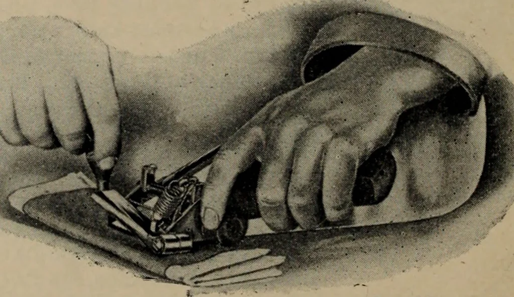 An illustration from Abridged specimen book, type : nickel-alloy on universal line comprising a price list of types, borders, leads and slugs, brass rule, brass galleys ; miscellaneous cuts and general supplies for printers, 1906, leaf 589