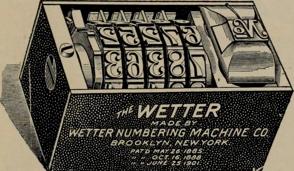 An illustration from Abridged specimen book, type : nickel-alloy on universal line comprising a price list of types, borders, leads and slugs, brass rule, brass galleys ; miscellaneous cuts and general supplies for printers, 1906, leaf 592