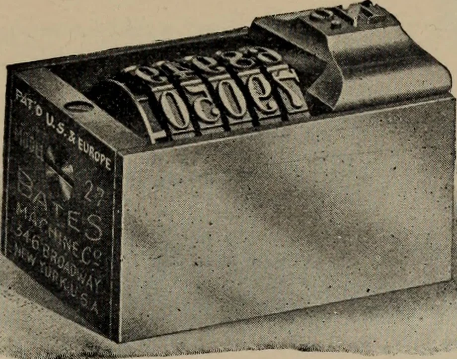 An illustration from Abridged specimen book, type : nickel-alloy on universal line comprising a price list of types, borders, leads and slugs, brass rule, brass galleys ; miscellaneous cuts and general supplies for printers, 1906, leaf 594
