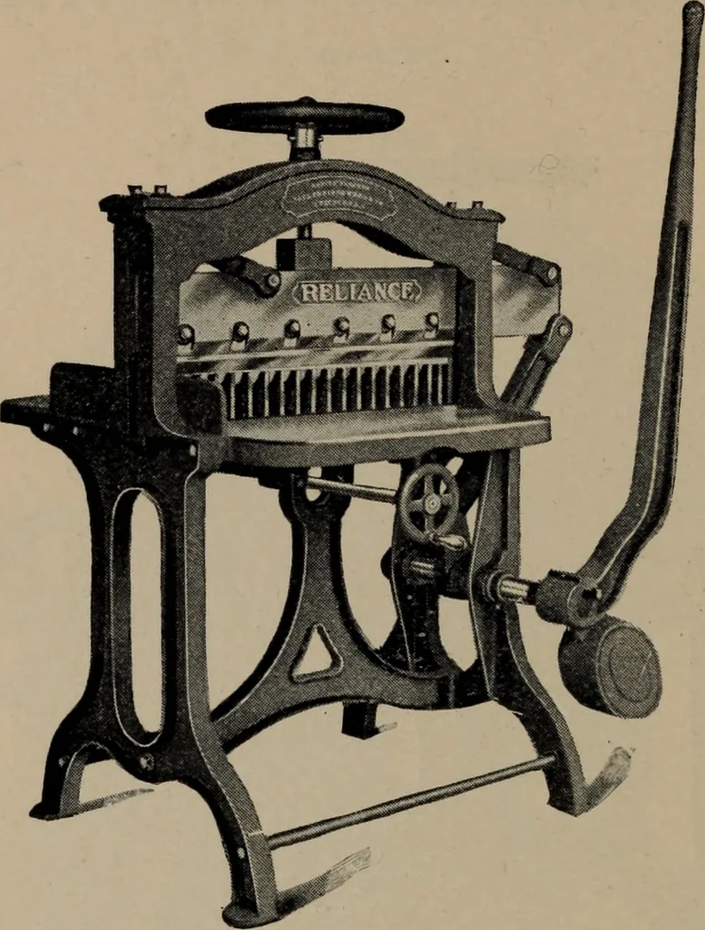 An illustration from Abridged specimen book, type : nickel-alloy on universal line comprising a price list of types, borders, leads and slugs, brass rule, brass galleys ; miscellaneous cuts and general supplies for printers, 1906, leaf 599