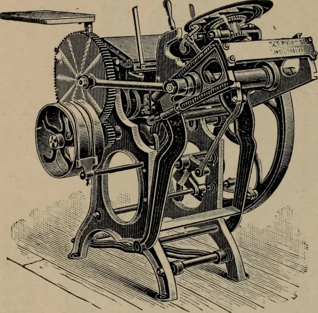 An illustration from Abridged specimen book, type : nickel-alloy on universal line comprising a price list of types, borders, leads and slugs, brass rule, brass galleys ; miscellaneous cuts and general supplies for printers, 1906, leaf 601