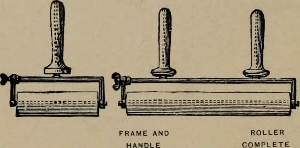 An illustration from Abridged specimen book, type : nickel-alloy on universal line comprising a price list of types, borders, leads and slugs, brass rule, brass galleys ; miscellaneous cuts and general supplies for printers, 1906, leaf 605