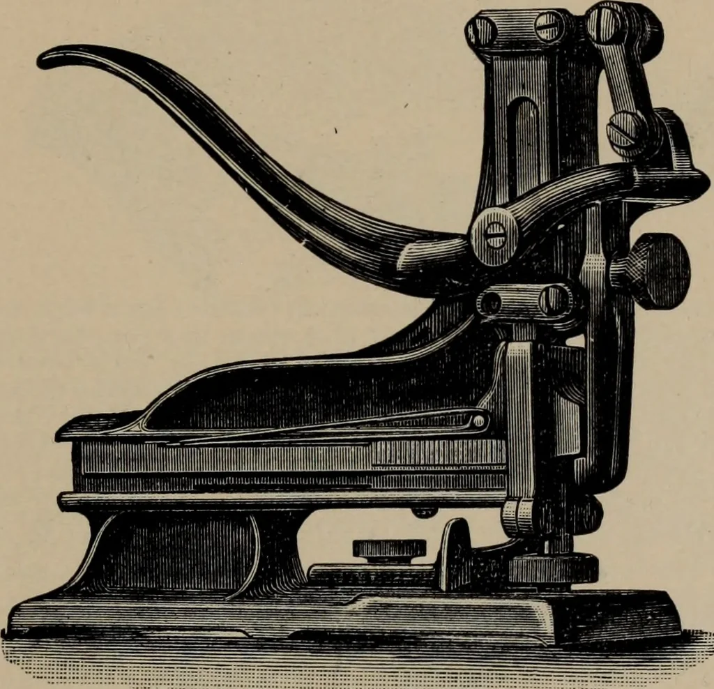 An illustration from Abridged specimen book, type : nickel-alloy on universal line comprising a price list of types, borders, leads and slugs, brass rule, brass galleys ; miscellaneous cuts and general supplies for printers, 1906, leaf 610