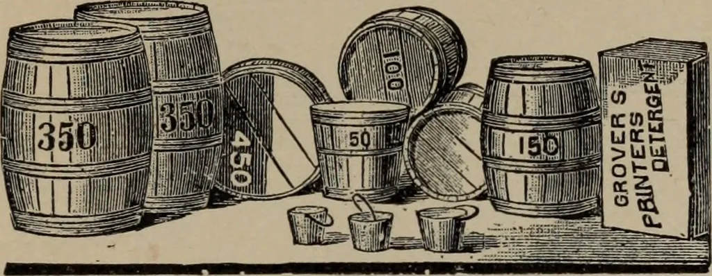 An illustration from Abridged specimen book, type : nickel-alloy on universal line comprising a price list of types, borders, leads and slugs, brass rule, brass galleys ; miscellaneous cuts and general supplies for printers, 1906, leaf 616