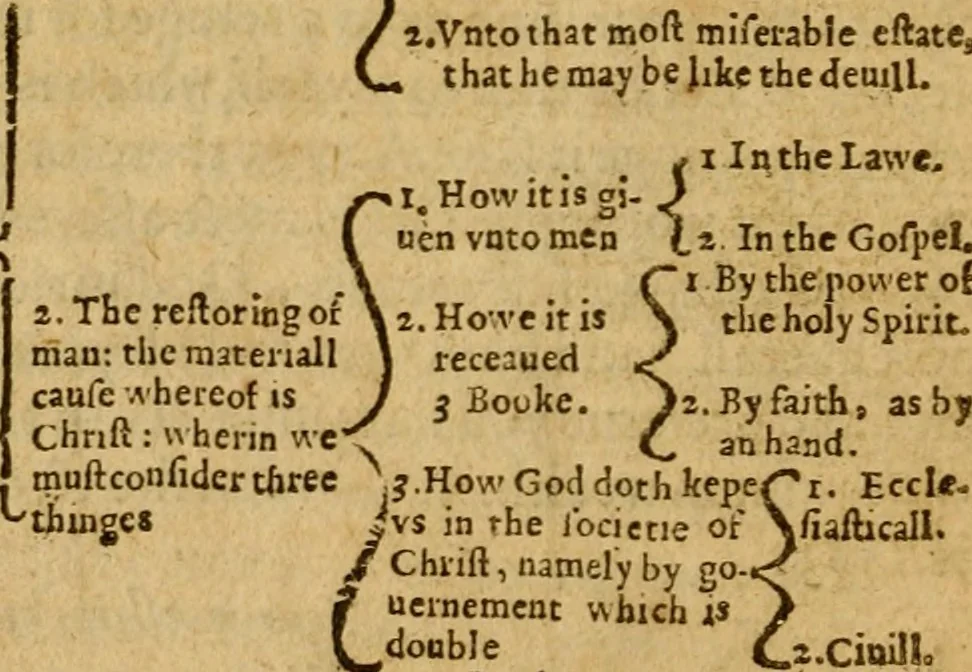An illustration from An abridgement of the Institution of the Christian religion writen by M. Ihon Caluin : wherein briefe and sound aunsweres to the objections of the adversaries are set downe, 1585, leaf 19