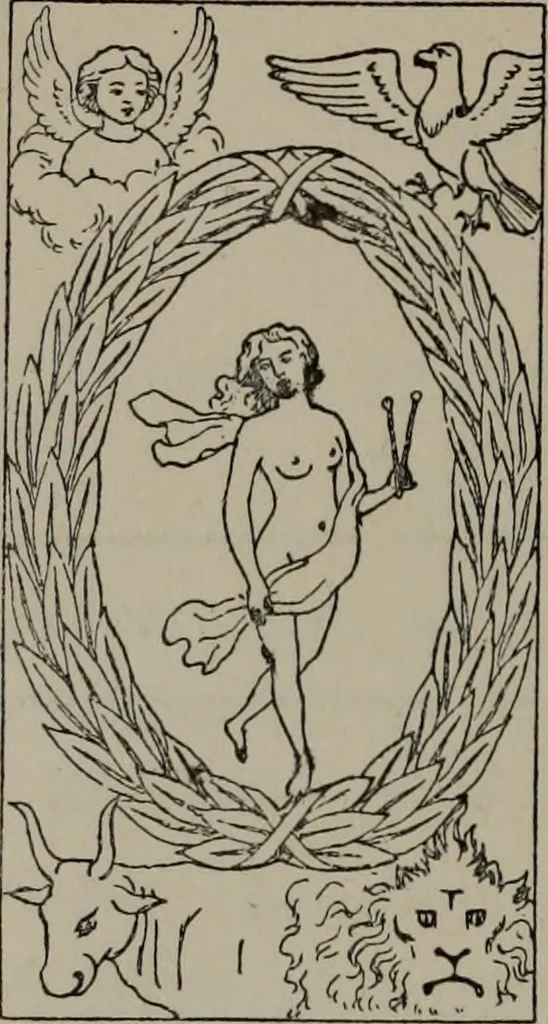 An illustration from Absolute key to occult science : The tarot of the Bohemians. The most ancient book in the world. For the exclusive use of initiates, 1892, leaf 221