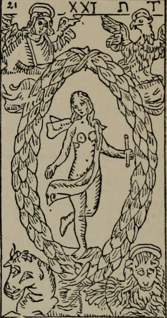 An illustration from Absolute key to occult science : The tarot of the Bohemians. The most ancient book in the world. For the exclusive use of initiates, 1892, leaf 221