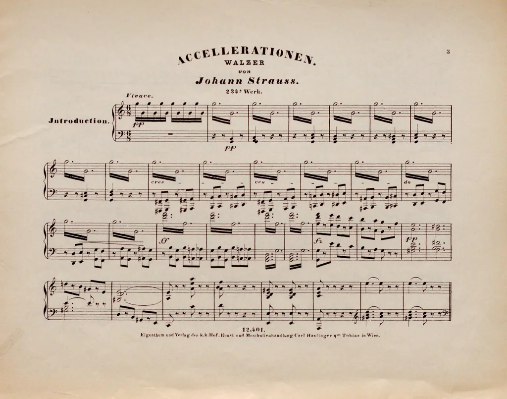 An illustration from Accellerationen : Walzer für das Piano-Forte : 234s. Werk, 1860, leaf 2