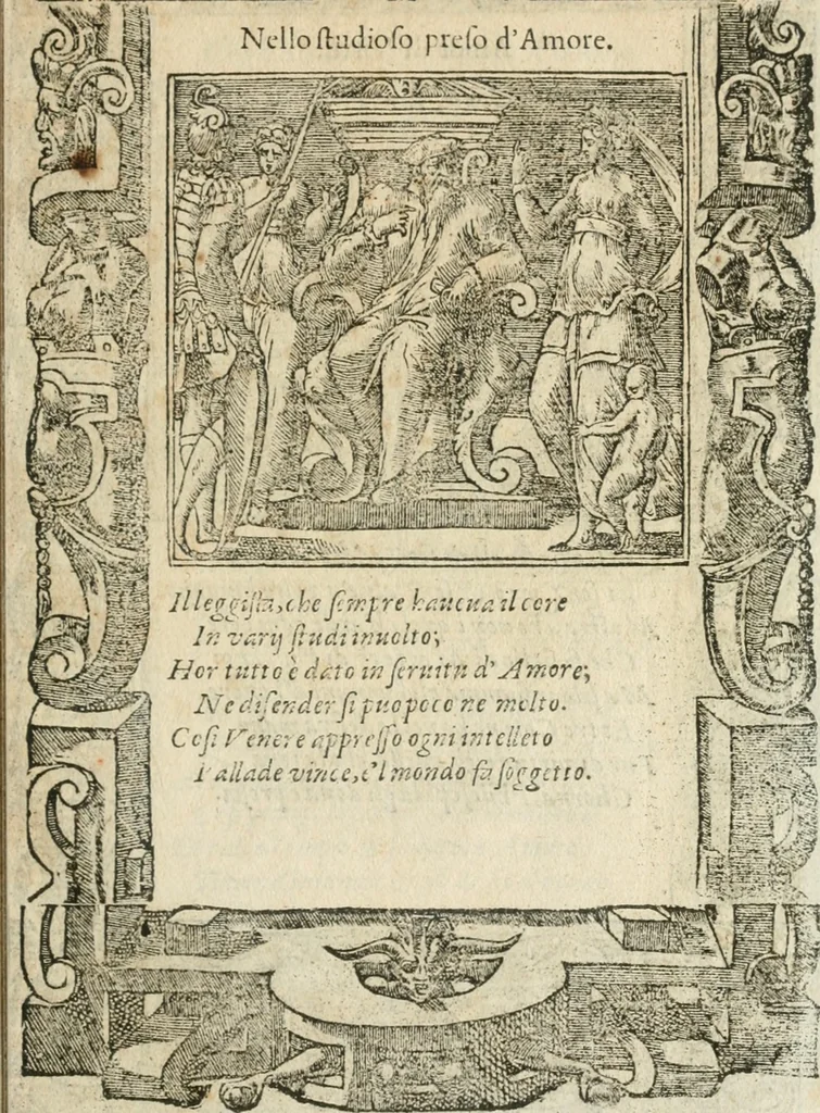 An illustration from Diverse imprese accommodate a diuerse moralità : con versi che i loro significati dichiarano insieme con molte altre nella lingua italiana non piu tradotte, 1564, leaf 108