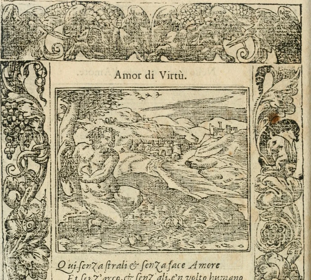 An illustration from Diverse imprese accommodate a diuerse moralità : con versi che i loro significati dichiarano insieme con molte altre nella lingua italiana non piu tradotte, 1564, leaf 109