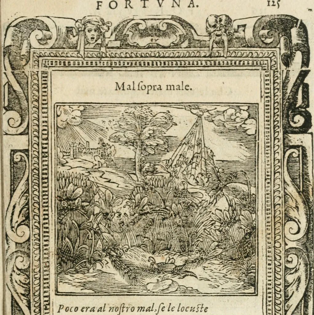 An illustration from Diverse imprese accommodate a diuerse moralità : con versi che i loro significati dichiarano insieme con molte altre nella lingua italiana non piu tradotte, 1564, leaf 128
