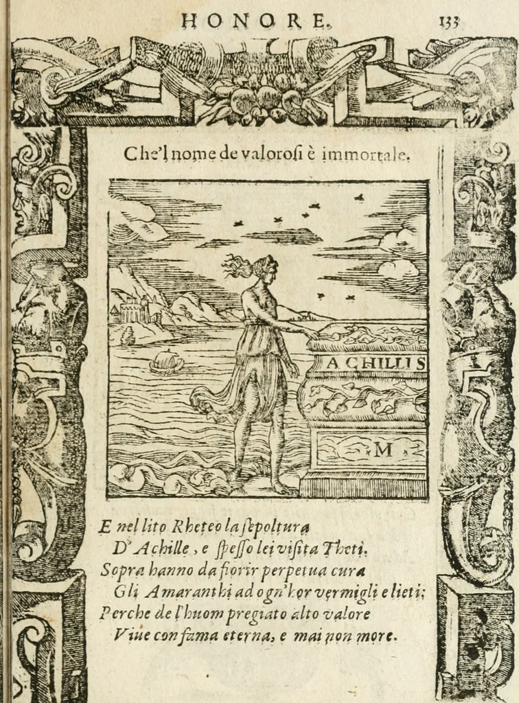 An illustration from Diverse imprese accommodate a diuerse moralità : con versi che i loro significati dichiarano insieme con molte altre nella lingua italiana non piu tradotte, 1564, leaf 136