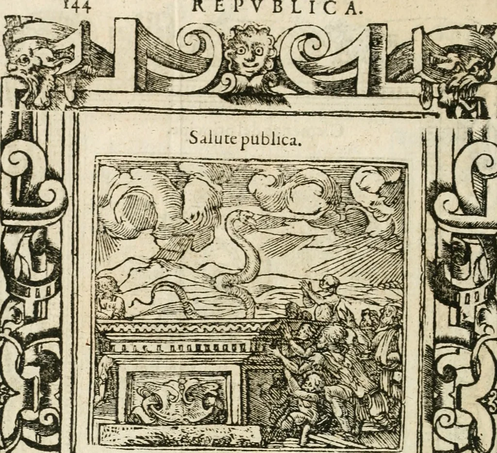 An illustration from Diverse imprese accommodate a diuerse moralità : con versi che i loro significati dichiarano insieme con molte altre nella lingua italiana non piu tradotte, 1564, leaf 147