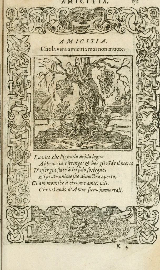 An illustration from Diverse imprese accommodate a diuerse moralità : con versi che i loro significati dichiarano insieme con molte altre nella lingua italiana non piu tradotte, 1564, leaf 154