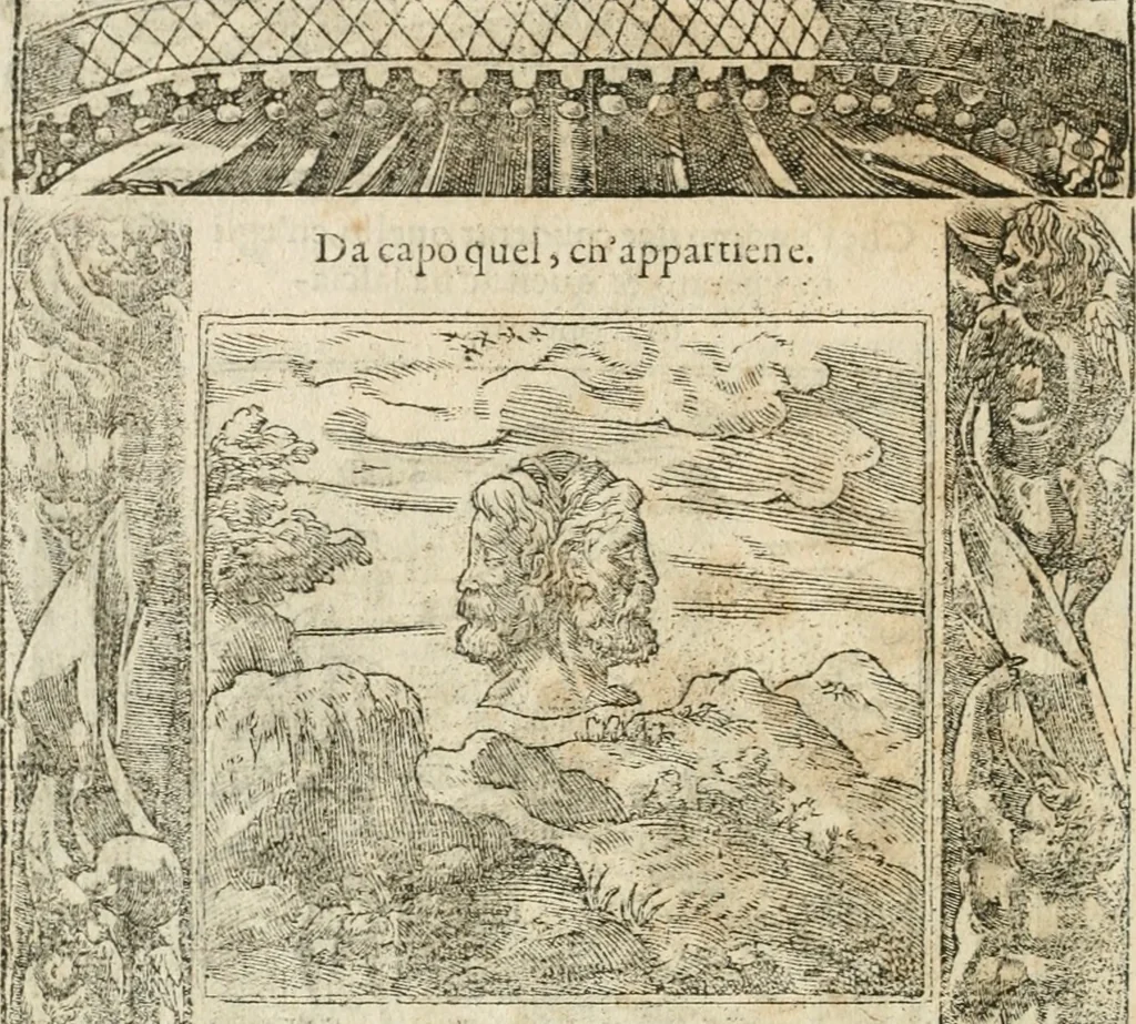 An illustration from Diverse imprese accommodate a diuerse moralità : con versi che i loro significati dichiarano insieme con molte altre nella lingua italiana non piu tradotte, 1564, leaf 23