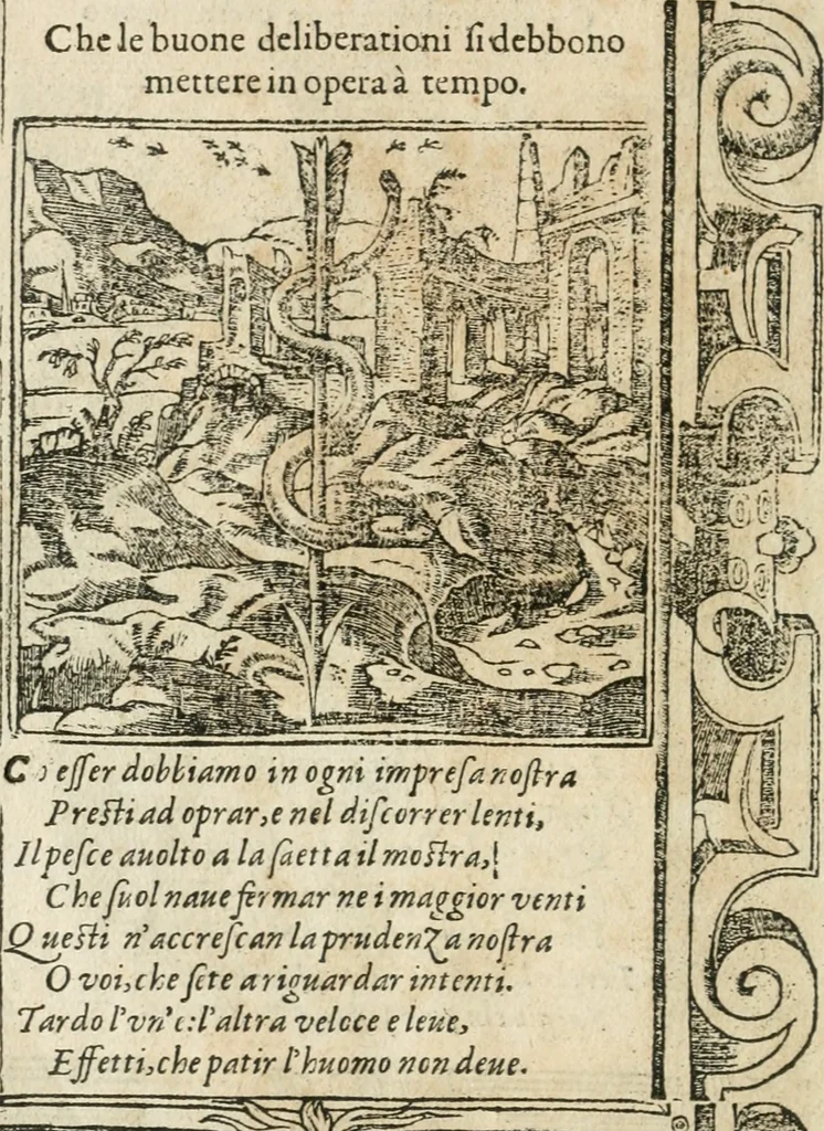 An illustration from Diverse imprese accommodate a diuerse moralità : con versi che i loro significati dichiarano insieme con molte altre nella lingua italiana non piu tradotte, 1564, leaf 25