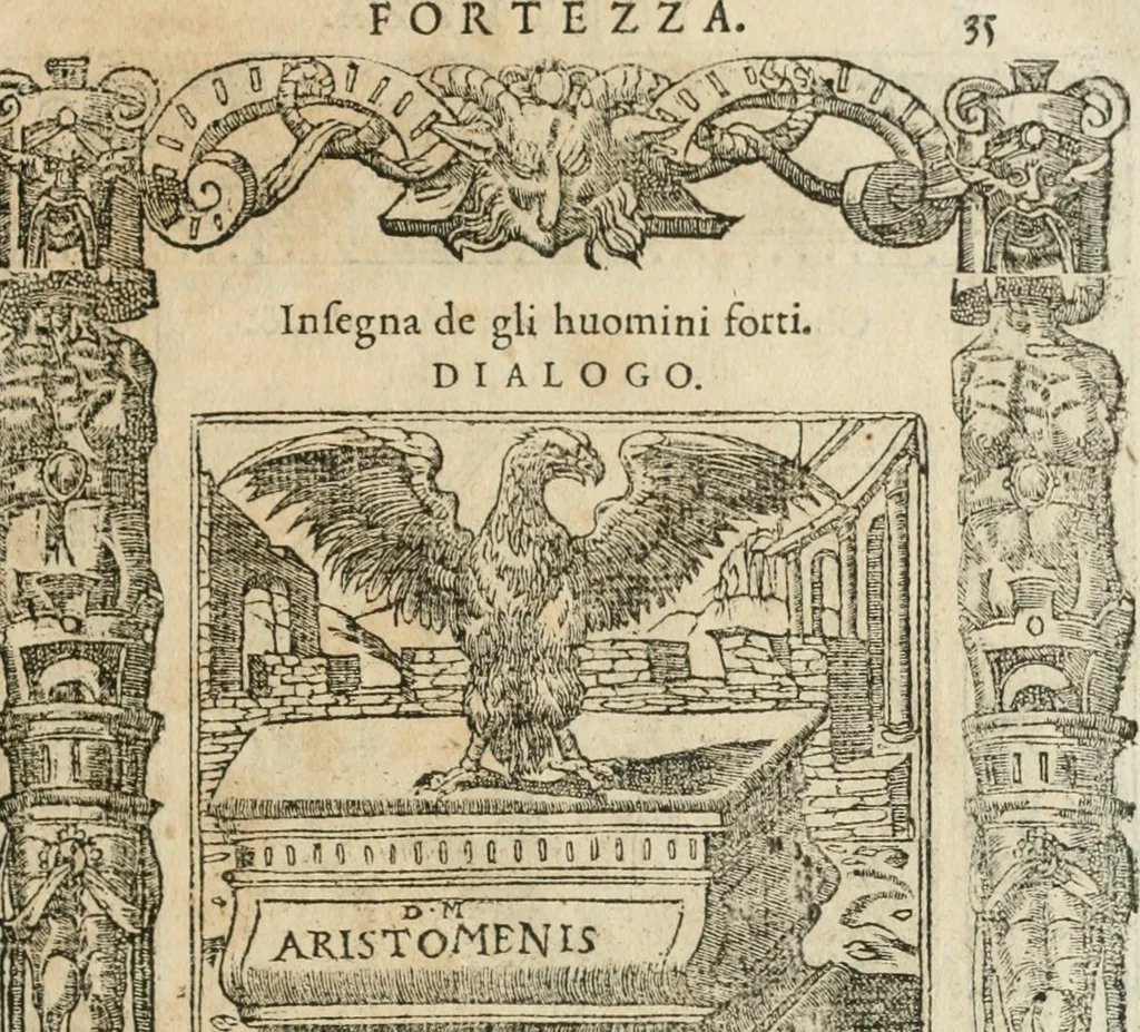 An illustration from Diverse imprese accommodate a diuerse moralità : con versi che i loro significati dichiarano insieme con molte altre nella lingua italiana non piu tradotte, 1564, leaf 38